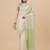 off_white off white & green ethnic motifs embroidered pure linen saree