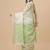 off_white off white & green ethnic motifs embroidered pure linen saree