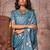 teal ethnic motifs satin gadwal saree
