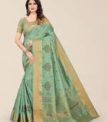green floral embroidered zari silk cotton mysore silk saree