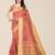peach ethnic motifs embroidered silk cotton banarasi saree