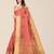 peach ethnic motifs embroidered silk cotton banarasi saree