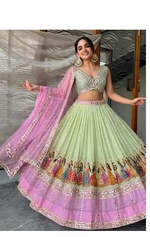 light green navratri lehenga choli with dupatta 1