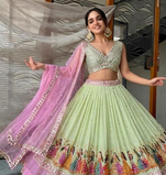 light green navratri lehenga choli with dupatta