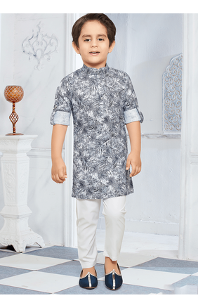 boys abstract texture print cotton kurta pajama set 1