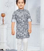 boys abstract texture print cotton kurta pajama set