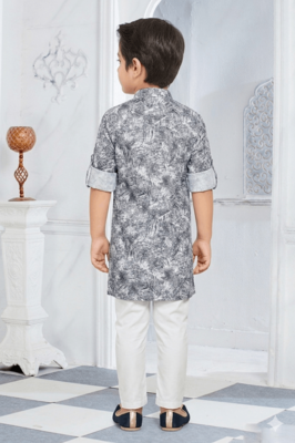boys abstract texture print cotton kurta pajama set 2