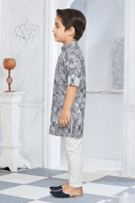boys abstract texture print cotton kurta pajama set 3