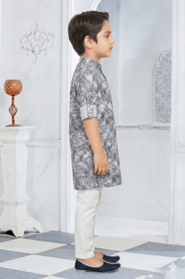 boys abstract texture print cotton kurta pajama set 4