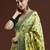 green floral woven design cotton saree with blouse