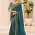 teal teal green tissue ethnic embellished festive wear matching blouse sarees