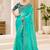 turquoise turquoise tissue ethnic embellished festive wear matching blouse sarees