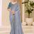 grey embellished sequinned satin designer saree