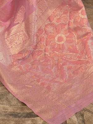 mauve mauve & gold-toned ethnic motifs zari silk blend saree 4
