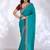 teal embellished embroidered silk blend heavy work saree