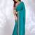 teal embellished embroidered silk blend heavy work saree