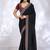 black ethnic motifs embroidered silk blend heavy work saree