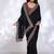 black ethnic motifs embroidered silk blend heavy work saree