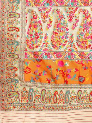 white white & pink ethnic motifs woven design saree 5