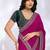 magenta embellished embroidered silk blend heavy work saree