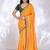 yellow floral embroidered silk blend heavy work saree