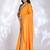 yellow floral embroidered silk blend heavy work saree