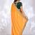 yellow floral embroidered silk blend heavy work saree