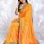 yellow floral embroidered silk blend heavy work saree