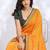 yellow floral embroidered silk blend heavy work saree