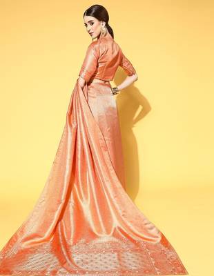 peach peach-coloured woven paisley kanjeevaram saree 4