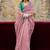 mauve mauve & blue striped organza saree
