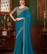 blue embellished sequinned saree