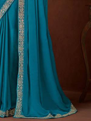 blue embellished sequinned saree 5