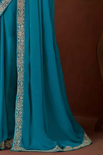 blue embellished sequinned saree