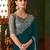 teal sequinned pure chiffon celebrity saree