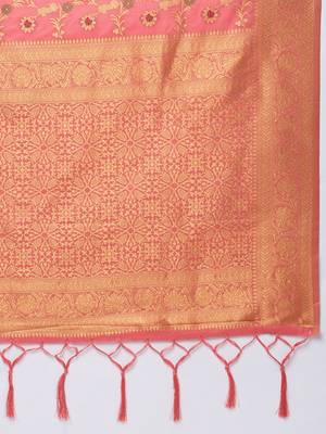 pink floral zari banarasi saree 5