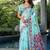 blue blue & red floral woven design pure cotton jamdani saree