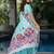 blue blue & red floral woven design pure cotton jamdani saree