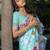 blue blue & red floral woven design pure cotton jamdani saree