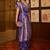 navy_blue women navy blue & gold woven design zari silk blend banarasi saree with matching blouse