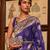 navy_blue women navy blue & gold woven design zari silk blend banarasi saree with matching blouse