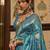 blue ethnic motif zari woven banarasi saree