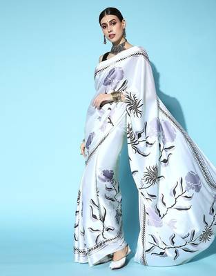 off_white off white & black floral satin saree 2