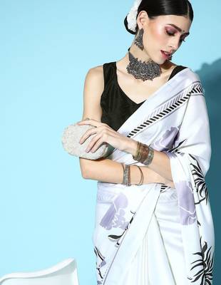 off_white off white & black floral satin saree 3