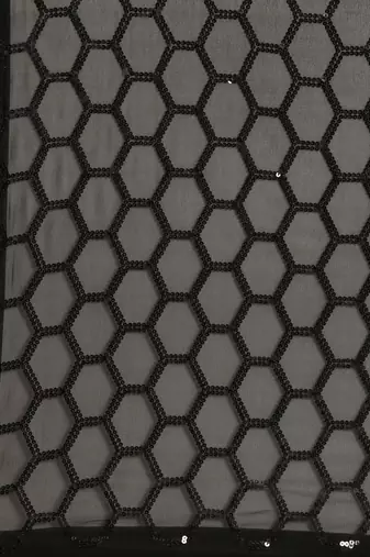 black geometric sequinned saree
