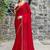 red woven design embroidered satin saree
