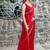 red woven design embroidered satin saree