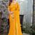 mustard woven design embroidered satin saree