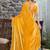 mustard woven design embroidered satin saree