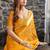 mustard woven design embroidered satin saree